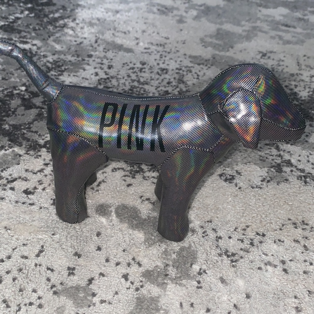 Victoria Secret PINK silver metallic holographic Dog - Picture 3 of 5